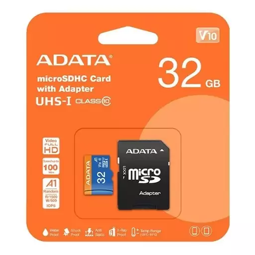 کارت حافظه microSDXC ای دیتا مدل Premier کلاس 10 استاندارد UHS-I V10 A1سرعت 100MBps ظرفیت 32 گیگابایت