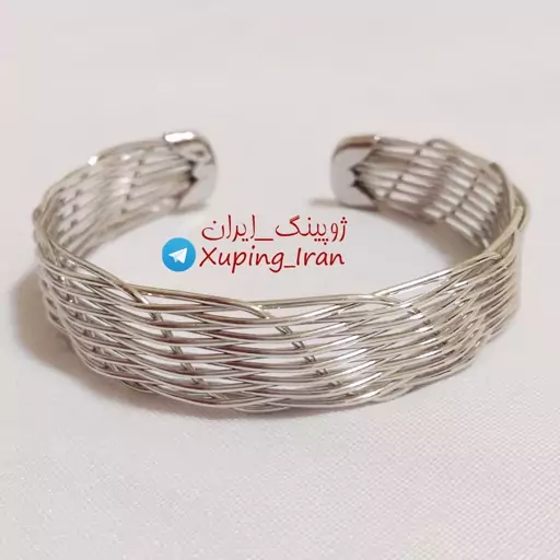 دستبند ژوپینگ تکپوش پهن توری سفید Xuping تکدست حصیری نقره ای هدیه کادو 