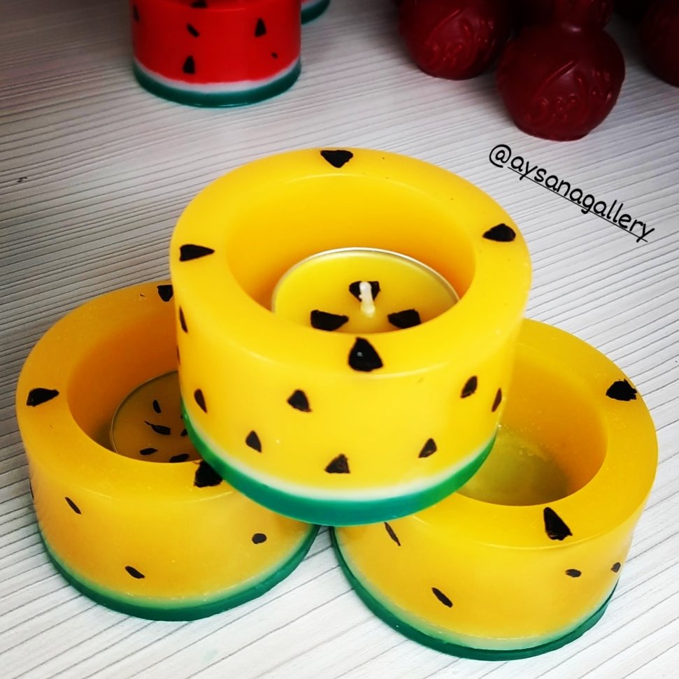 شمع طرح هندوانه زرد فانوسی