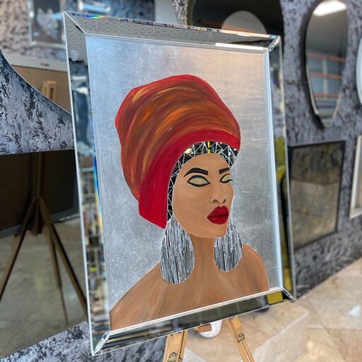 تابلو آینه ای زن آفریقایی 90در70