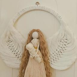 آویز مکرومه طرح فرشته مادر و نوزاد