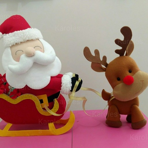 عروسک بابانوئل و گوزن نمدی