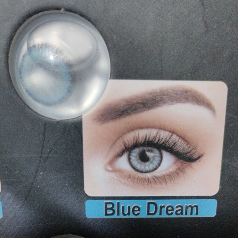 لنز چشم فصلی رنگ آبی رویایی ( Blue Dream)ساخت کره با مجوز بهداشت واستاندارد اروپا CE پک کامل(لنز و جالنزی و مایع لنز) 