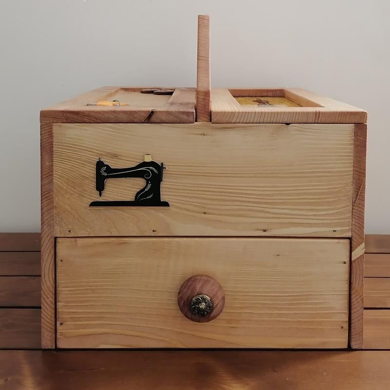 جعبه خیاطی چوبی کشودار دستساز-جعبه چوبی جای لوازم خیاطی دستساز-باکس چوبی لوازم خیاطی دستساز-فایل کشویی چوبی  لوازم خیاطی