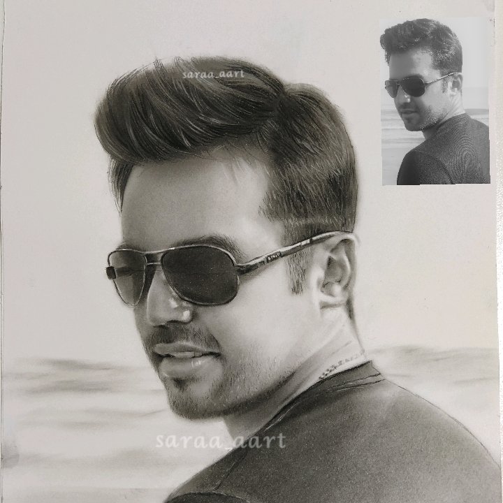 طراحی چهره سیاه قلم ( 42×30 سانتی متر )