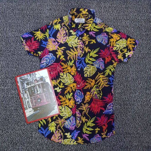 پیراهن هاوایی پسرانه نخی درجه یک مدل برگ چند رنگ