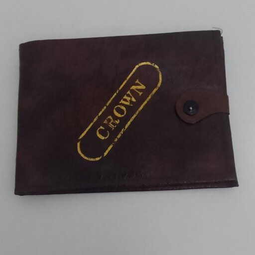 کیف پول چرم قهوه ای کرون crown  جیبی