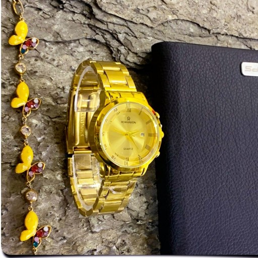 ساعت مچی زنانه رومانسون Romanson رنگ طلایی دارای روزشمار و جعبه کادویی