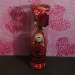 پک کادویی شیشه عروسک روسی همراه قلب شیشه استوانه ایی 25سانتی 