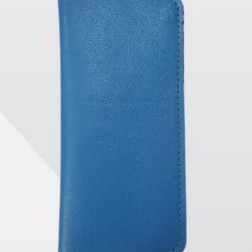 کیف پولی چرم طبیعی گاوی رنگ آبی