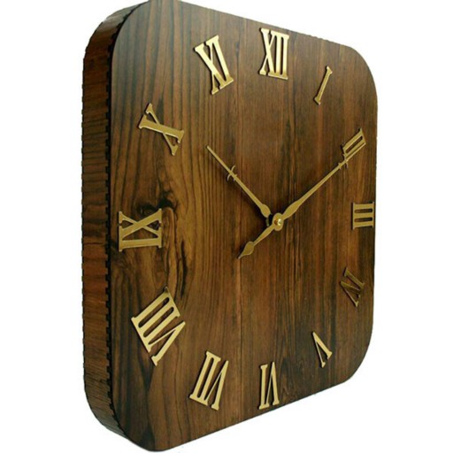ساعت دیواری کلاسیک چوبی مربع-ابعاد 45 سانتی متر