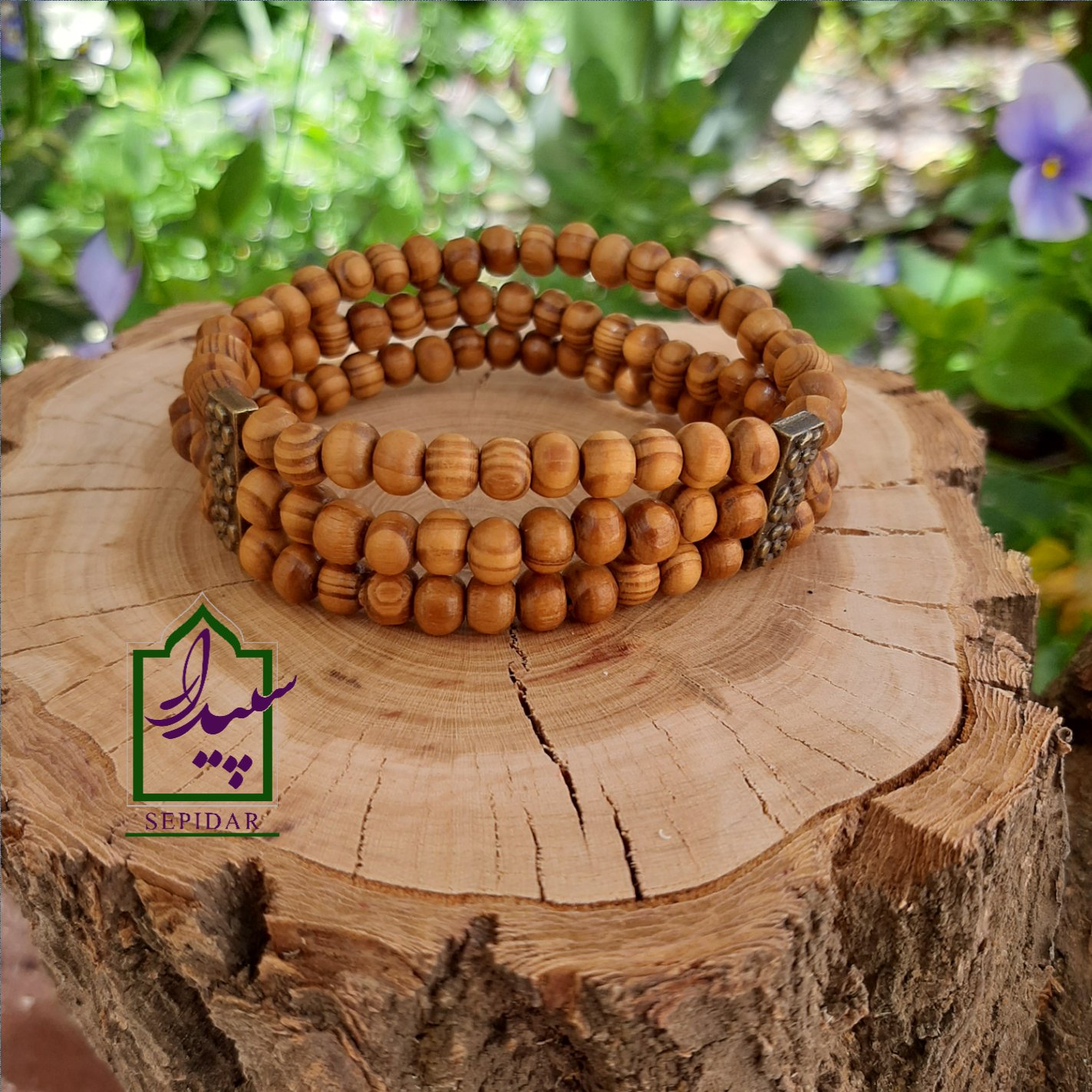 دستبند کشی چوبی نارگل سه ردیفه
