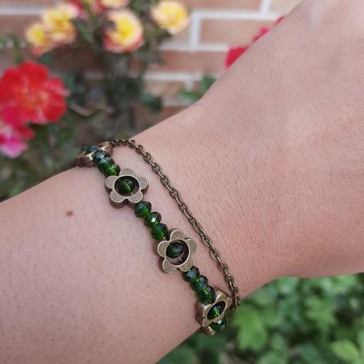 دستبند دو دور انارگل سبز
