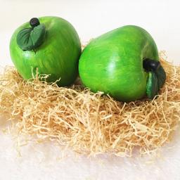 سیب مصنوعی بسته 2 عددی رنگ سبز جنس پودر سنگ قطر و ارتفاع 6 سانتی متر