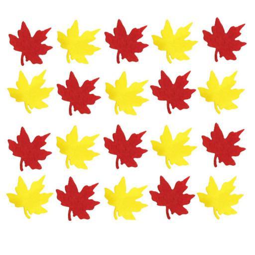برگ پاییزی نمدی افرا در سه رنگ قرمز و زرد و نارنجی بسته 40 عددی ابعاد5 سانتی متر