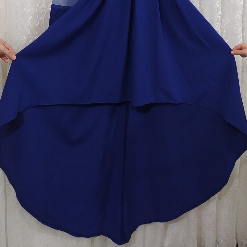 پیراهن مجلسی دخترانه و زنانه جنس کرپ باربی درجه یک مناسب سایز  42و 44 رنگ آبی کاربنی(ارسال رایگان خرید بالای500)  
