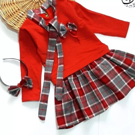 لباس مجلسی دخترانه  ست خواهری پاییزه و بهاره رنگ خردلی،قرمز،سرمه ای