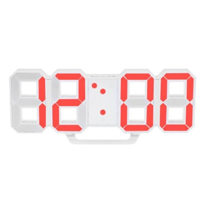 ساعت دیجیتال  سه بعدی بدنه سفید نورقرمز مدل X Segment Clock