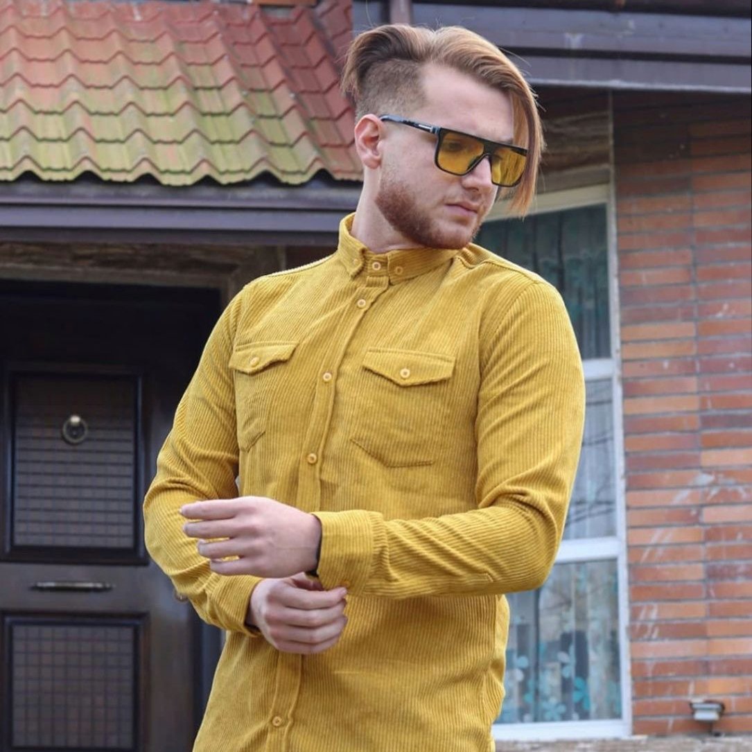 پیراهن مخمل کبریتی   جیب دار