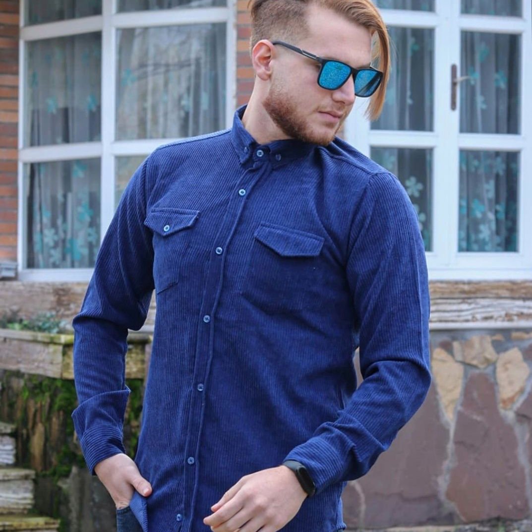 پیراهن مخمل کبریتی   جیب دار