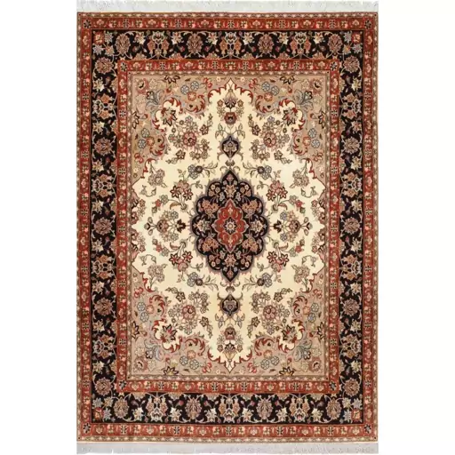 فرش ماشینی زانیس ارسال رایگان کد540سنتی طرح کاشمر کرم دو رو سایز 42x30 سانت