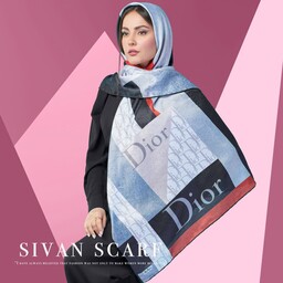 روسری زنانه نخ بلفی دور دست دوز طرح دیور (Dior)قواره 140