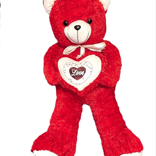 عروسک خرس 1 یک متری بزرگ ولنتاین قلبدار  قرمز شاسخین پولیشی