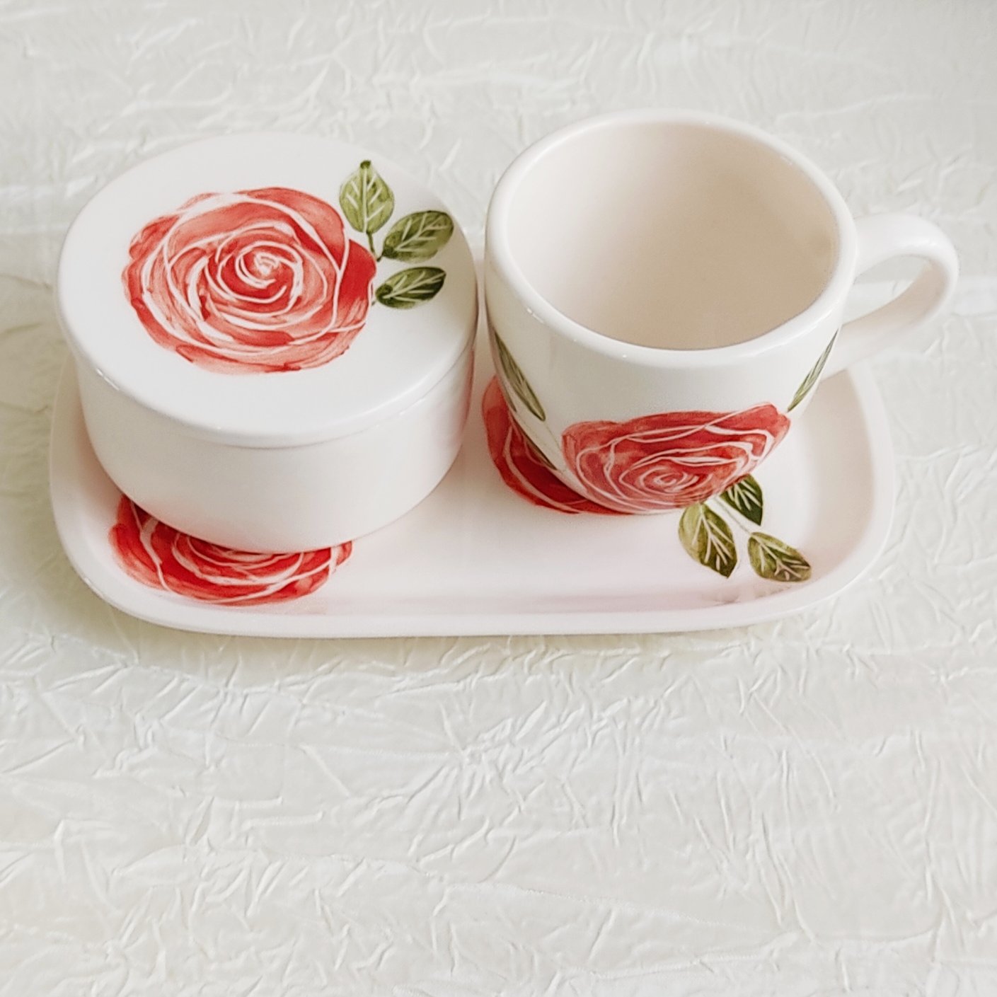 ست چای خوری تکنفره با قندان کد 208 سرامیکی دستساز 