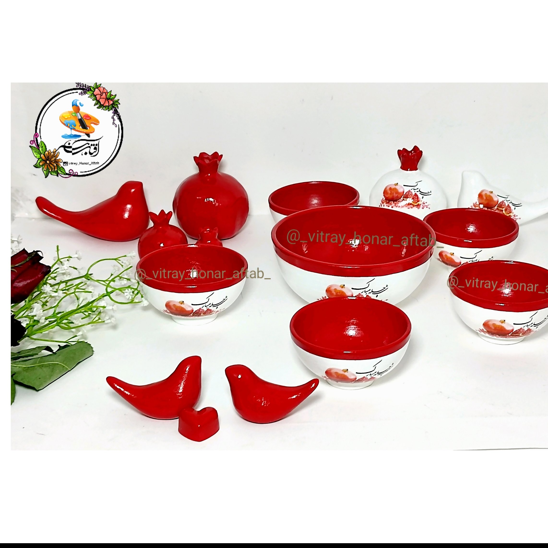 ظروف سفالی یلدایی 6تایی(5ظرف کوچک و1عددبزرگ)