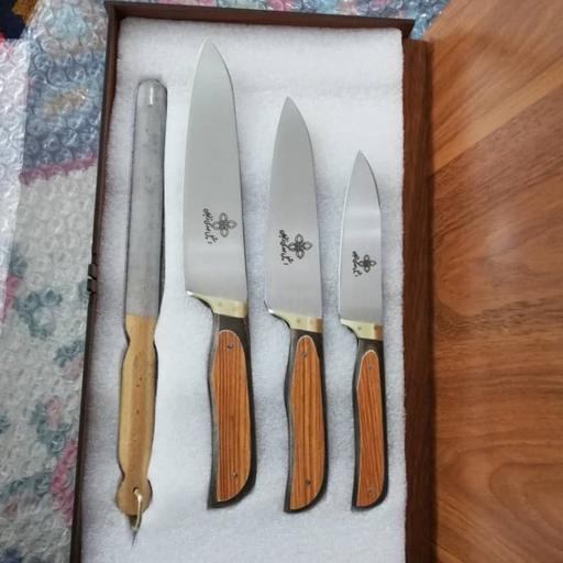 پک چاقوی زنجان سایز 1 و 2 و 3 و مصقل فولادی (پک 4 عددی)