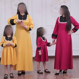 ست مادر دختر پیراهن پوشیده بلند سایزبزرگ  مشکی رنگی 36 تا 50 کودک نوجوان سیتا