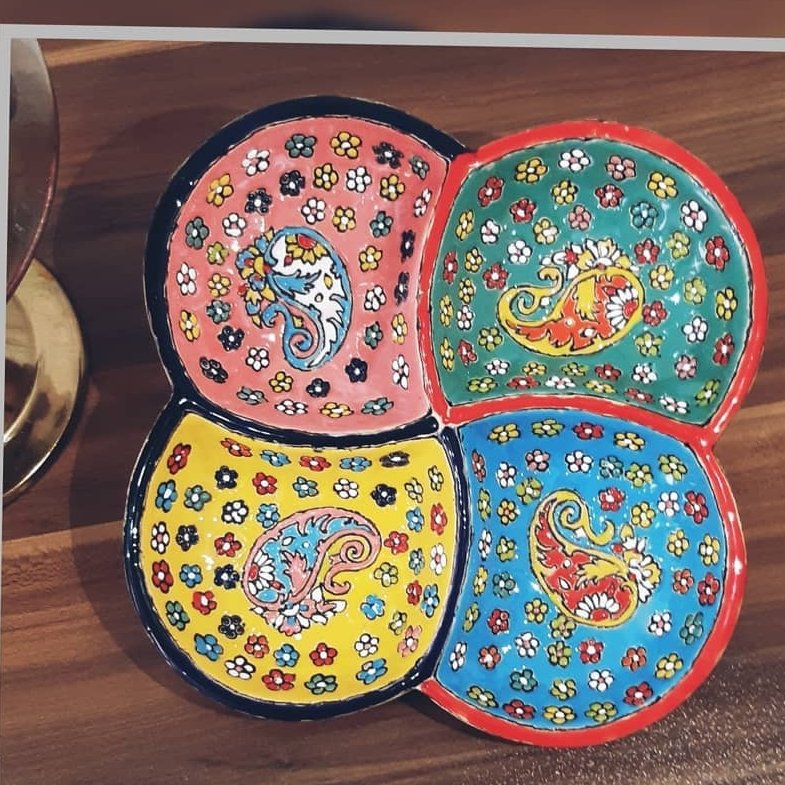 اردو خوری چهارقاب سفالی میناکاری