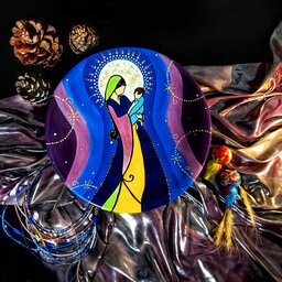 بشقاب دیوارکوب سفالی نقاشی شده قطر 30 سانتی  طرح روز مادر