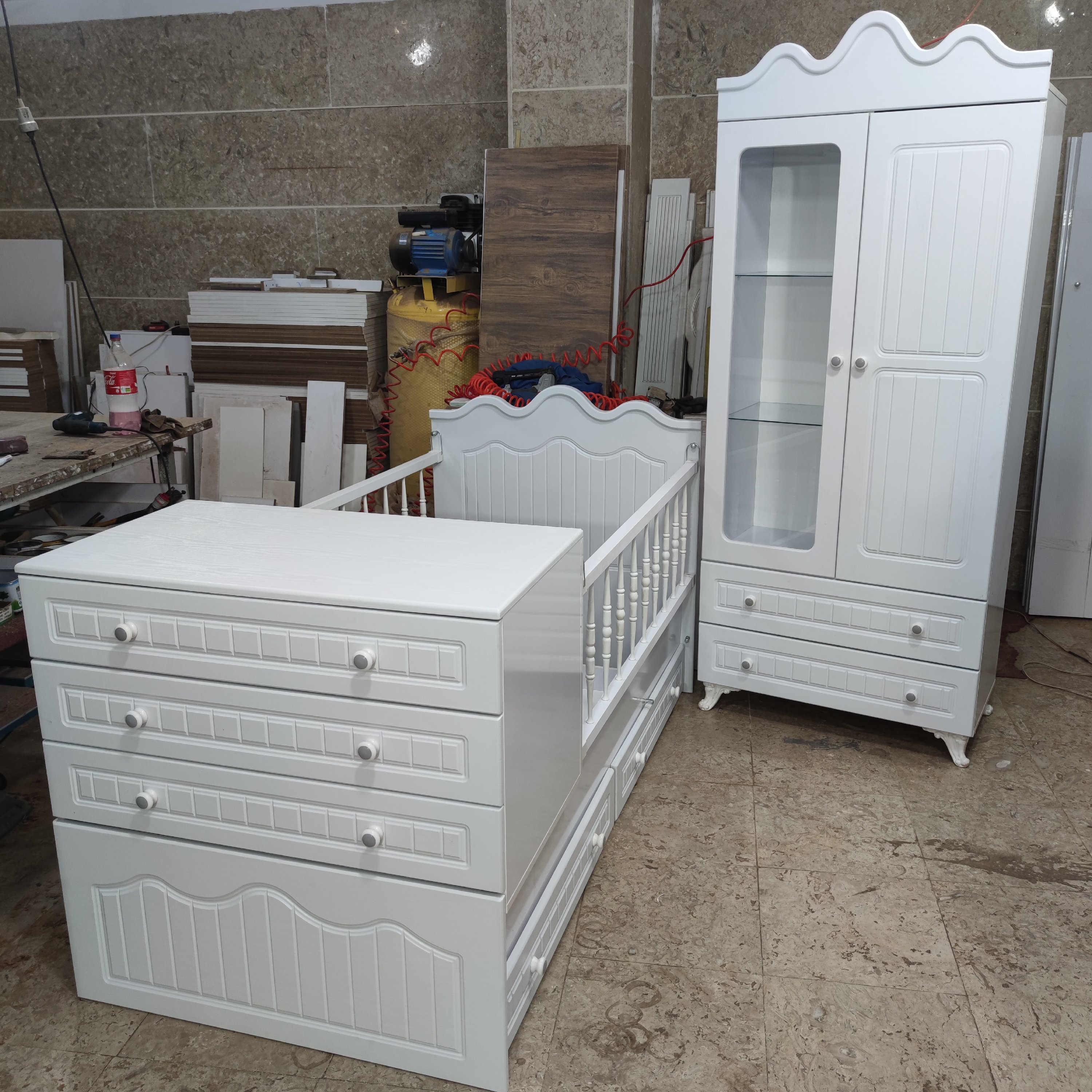 سیسمونی تخت و کمد نوزاد تمام ام دی اف درجه یک شرکتی 