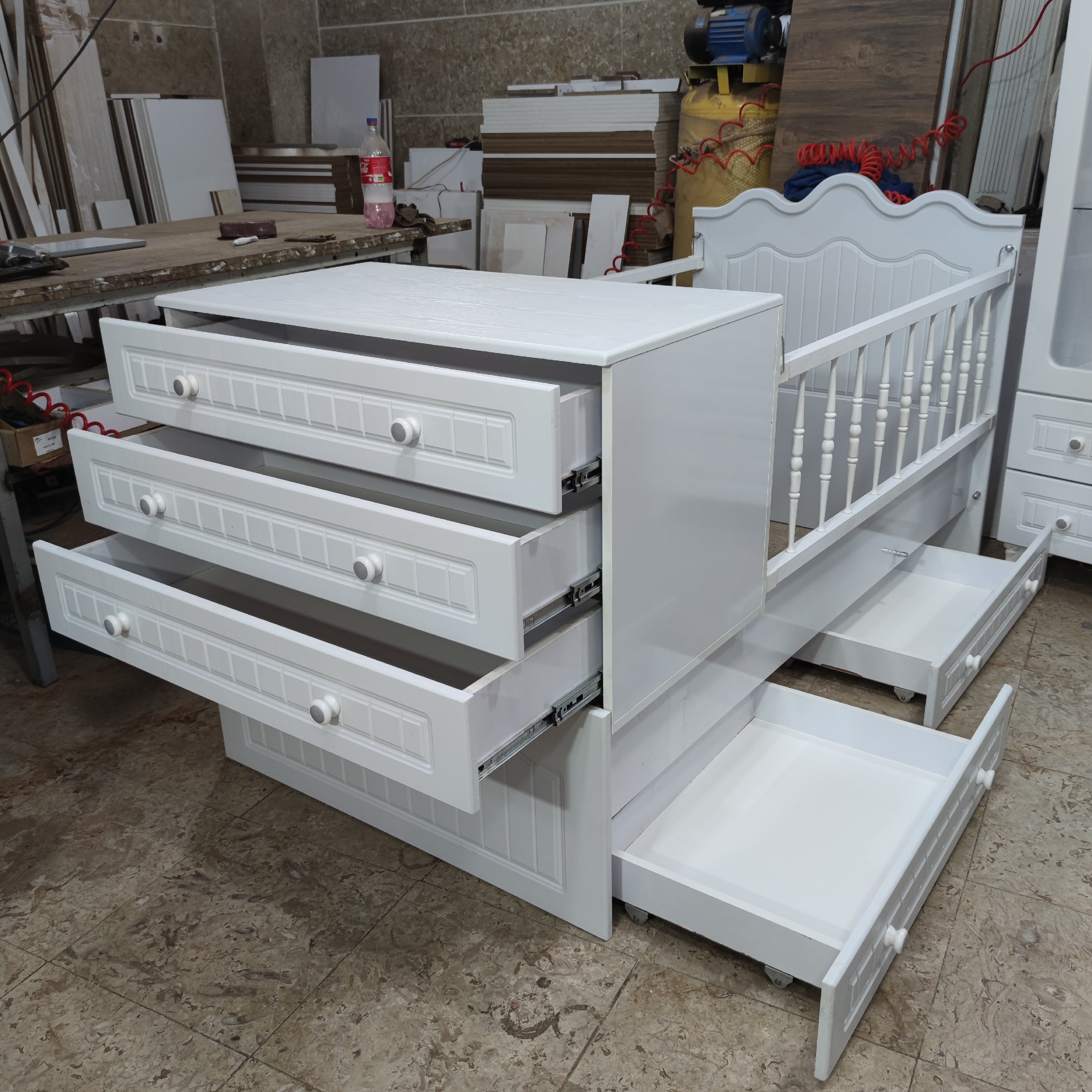 سیسمونی تخت و کمد نوزاد تمام ام دی اف درجه یک شرکتی 