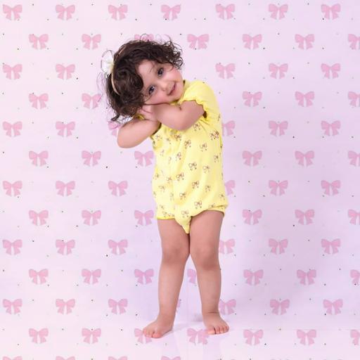 رامپر پنبه دخترانه طرح پاپیون سایز 3 ماه تا 3 سال رنگبندی ندارد 