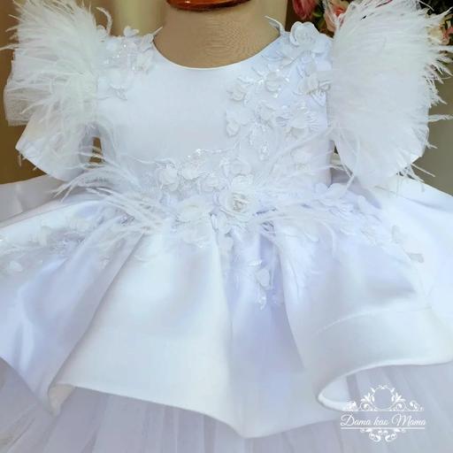 پیراهن عروس بچگانه دخترانه مجلسی کوتاه سفید رنگ
