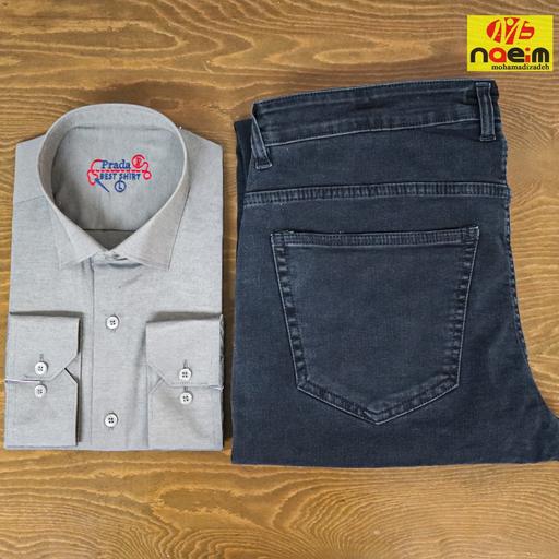 پیراهن طرح ریز جعبه ای مردانه Prada سایز L . XL قواره دار اداری مجلسی تک جیب