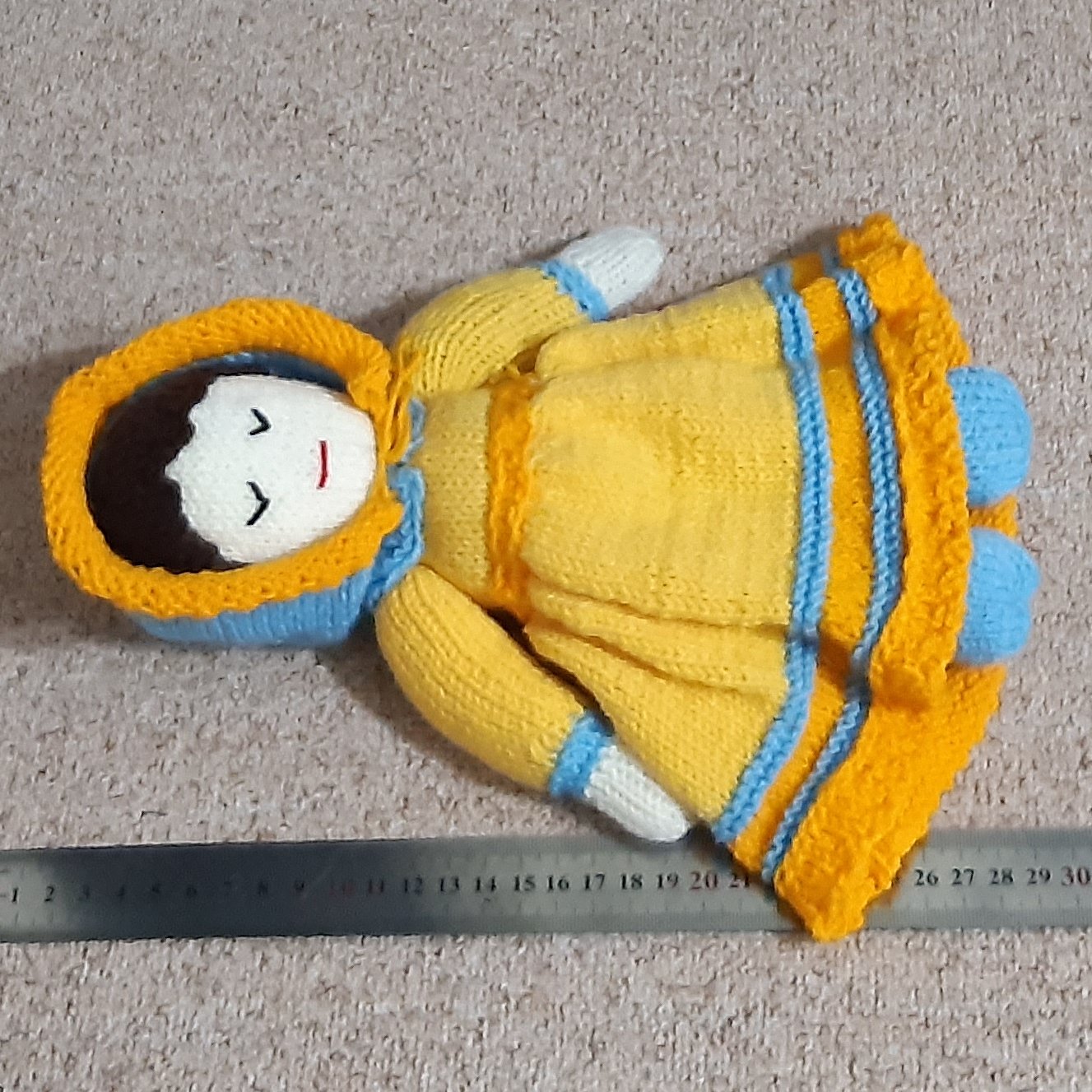 عروسک بافتنی دو چهره خواب وبیدار28سانتیمتری