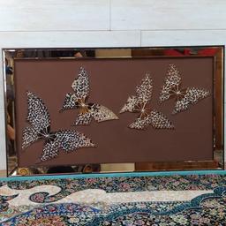تابلو ایینه کاری چهار پروانه...رنگ برنز زمینه کار نقاشی قاب پی وی سی اینه تراش خورده