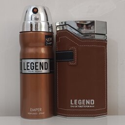 ست ادکلن لجند قهوه ای و اسپری Emper Legend Eau De Toilette Gift Set For Men.      اورجینال. هولوگرام دار