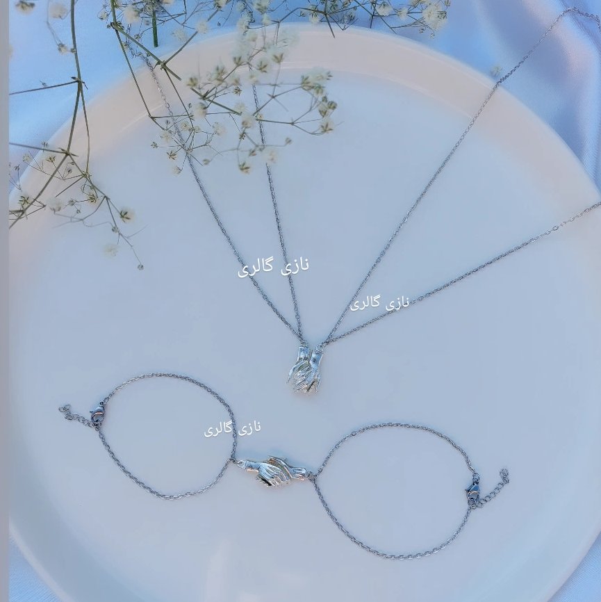 ست دستبند و گردنبند مگنتی یا اهن ربایی مناسب ولنتاین با جعبه