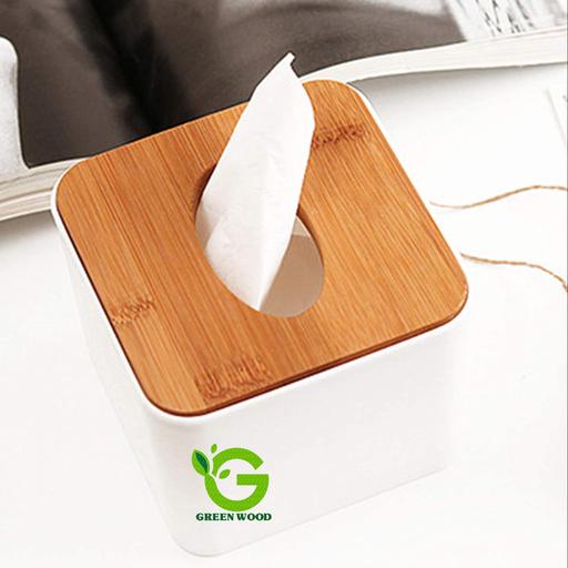 جا دستمال کاغذی،جعبه دستمال کاغذی مربع درب بامبو کد Gw50303003