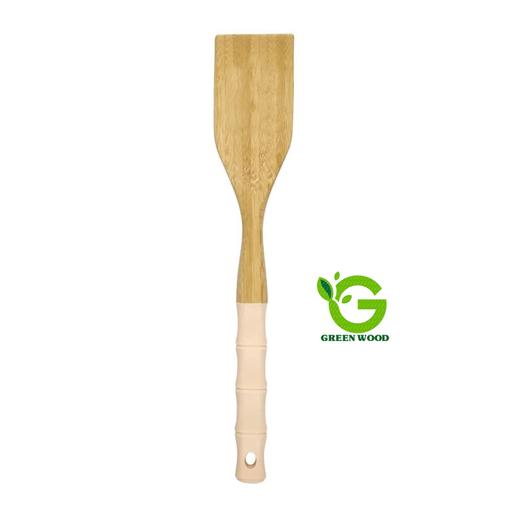 کفگیر آشپزی سیلیکونی دسته چوبی بامبو برند شنگیا مدل Cream کد Gw40203002