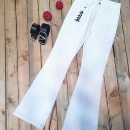 شلوار جین دمپا گشاد سفید ترک فول کش قد 100 سایز 36 تا 48