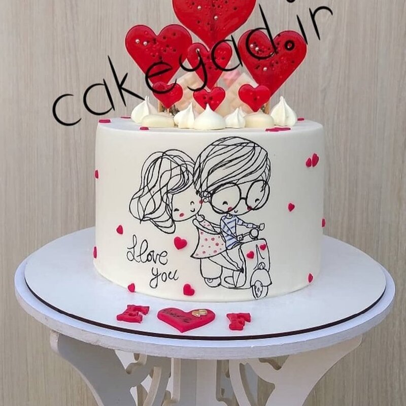 کیک تولد عاشقانه، کیک تولد همسر، کیک تولد قلب،خامه ای