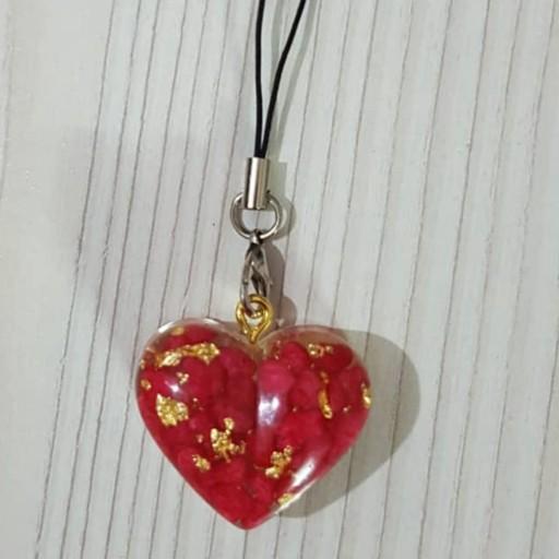 آویز گوشی موبایل طرح قلب رزینی با رنگ شفاف و سبک
