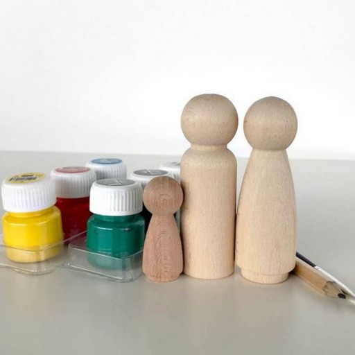 پکیج طراحی خانواده 3 نفره چوبی با رنگ گواش 6 رنگ پارس