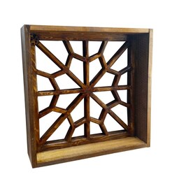 شلف دیواری چوبی مدل مربع طرح گره چینی