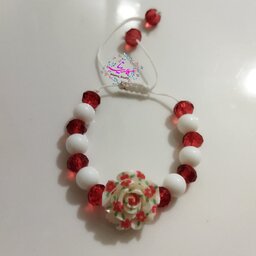 دستبند دخترونه با گل رز سرامیکی درشت